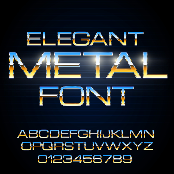 Blaues Metallalphabet mit Nummer glänzender Vektor shiny Nummer Metall Blau alphabet   