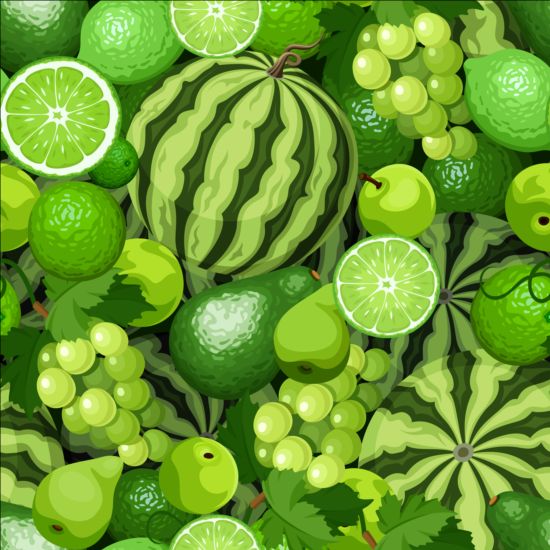 Vecteur de modèle sans soudure de fruits verts vert sans soudure motif fruits   