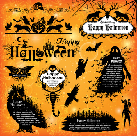 Halloween-Textrahmen mit Designelementen Vektor 01 text Rahmen halloween Elemente   