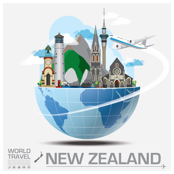 Neue zealand-Reisevektorvorlage zealand Reisen Neu   