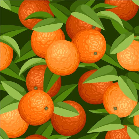 Orange mit Blättern nahtloser Mustervektoren orange nahtlos Muster Blätter   
