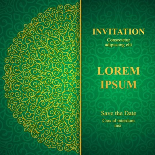 Orante grüne Hochzeits-Einladungskarten Design Vektor 08 Orante Karten Hochzeit grün Einladung   
