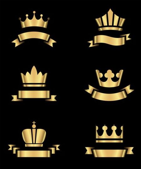 装飾金の王冠とリボンベクトル01 装飾品 王冠 リボン   