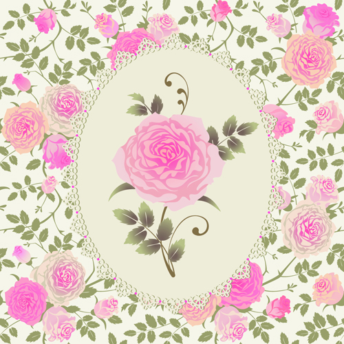Rosa Rosenmuster Hintergrundvektormaterial 01 Rosenmuster rose pink Musterhintergrund Hintergrundvektor   