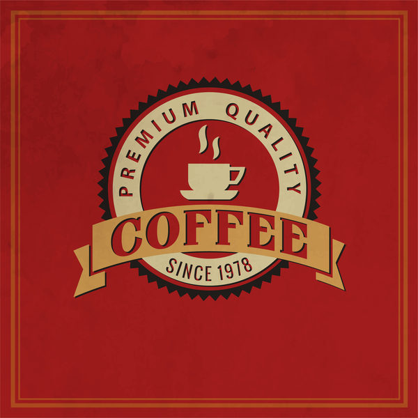 Étiquettes de café rétro avec le vecteur de fond rouge 01 rouge police rétro étiquettes cafe   