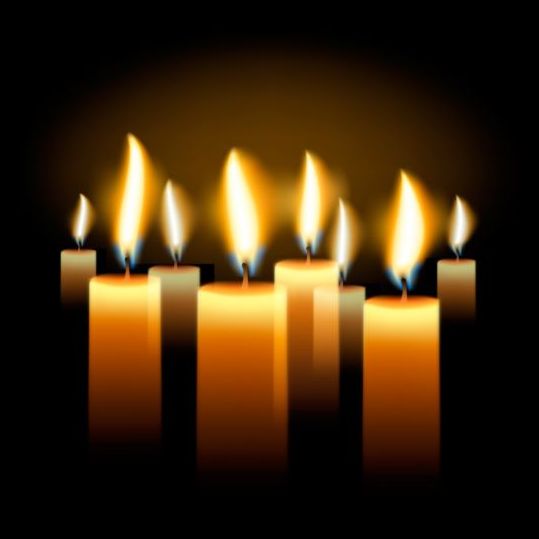 Leuchtende Kerze mit schwarzem Hintergrundvektor 01 Schwarz Kerze glänzend   