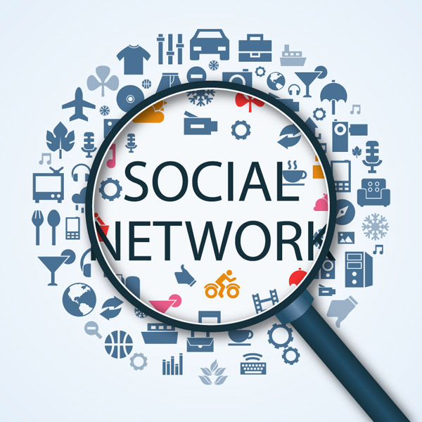 Infographies de réseautage social avec le vecteur de loupe social réseau loupe infographies   