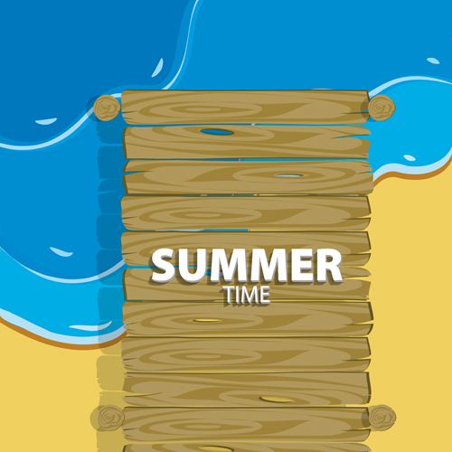 Sommerurlaub mit Holzbrett-Vektor 06 Verpflegung Urlaub Sommer Holz Hintergrund   