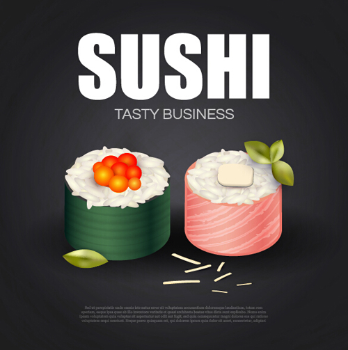 Rouleau de sushi affiche Vintage vecteur 07 vintage Sushi roll poster   