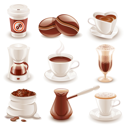 Verschiedene Kaffee-Drinks Vektordesign kaffee Getränke Diversen design   