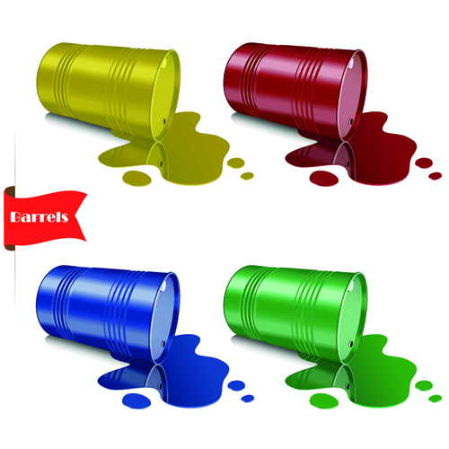 Vektor-Satz von farbigem Tonnenvektormaterial 05 materiell Fass farbig   