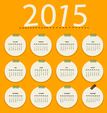 Style de yellowness calendrier 2015 vecteur 02 Yellowness calendrier 2015   