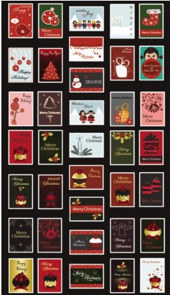 Weihnachtsornamente Briefmarkenvektor Weihnachten vintage Stempel Ornamente   
