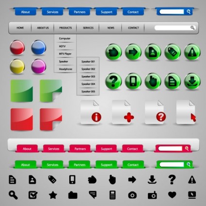 Boutons texturés de site Web avec le matériel de vecteur de menu texture site Web menu Boutons   