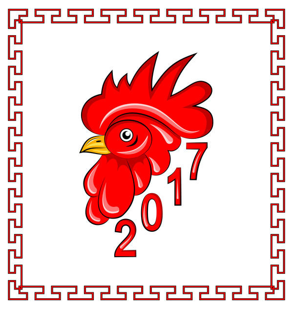 2017 chinois avec le fond de vecteur d’année de coq coq Chinois année 2017   