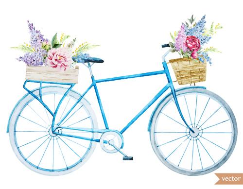 花の背景ベクトル01と自転車 花 背景   