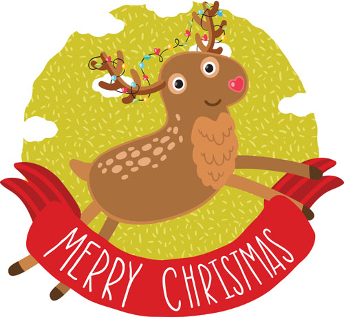 クリスマスかわいい鹿ベクトル材料06 鹿 材料 クリスマス かわいい   