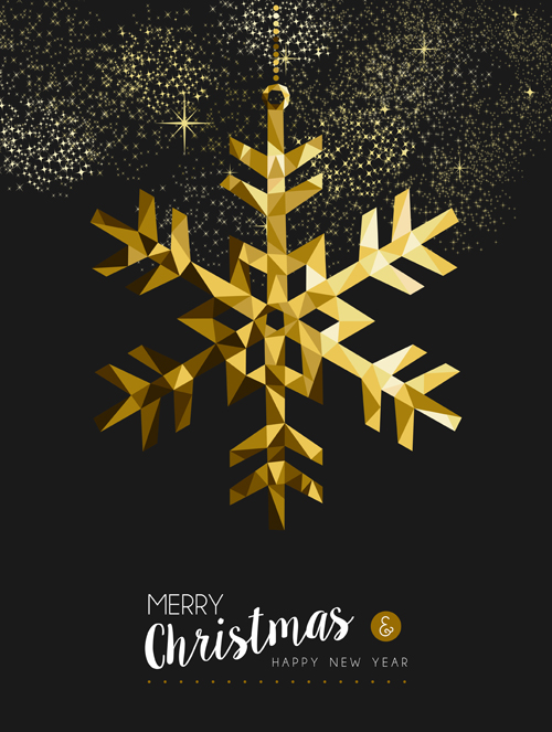 Blackground ベクトルとクリスマス黄金の雪片 スノーフレーク ゴールデン クリスマス   