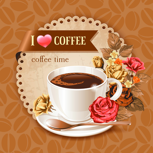 Tasse à café et grains de café motif vecteur de fond vecteur de fond tasse à café modèle grains de café fond de motif fond cafe   