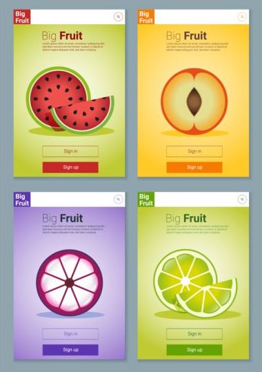 Bunte Frucht-App-Interface-Design-Vektor 3 Schnittstelle Obst Bunt app   
