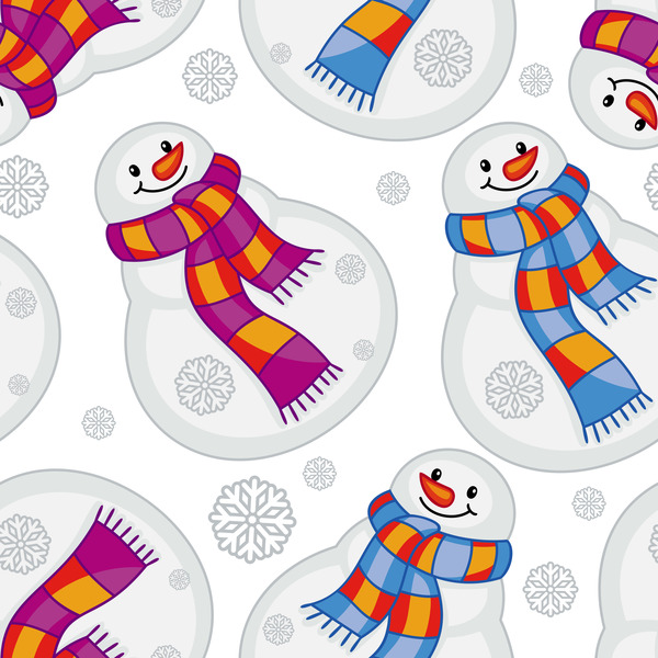 Niedliche Schneemann-Weihnachts-nahtlose Mustervektor 04 Weihnachten snowman nahtlos Muster cute   