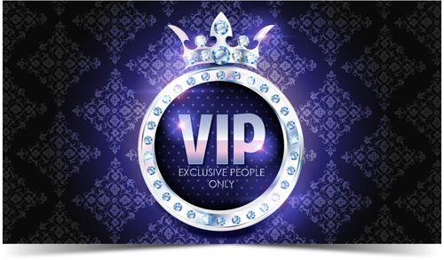Couronne de diamant avec carte d’invitation VIP bleu foncé vecteur 03 vip invitation diamond dark Couronne carte Bleu   