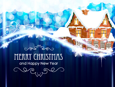 ドリームブルークリスマスと新年光沢のある背景アート05 青 背景 新しい年 光沢のある クリスマス   