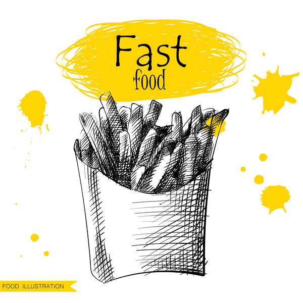 Fast-Food-Illustration Hand Zeichnung Vektoren 08 Zeichnung hand fast Essen   