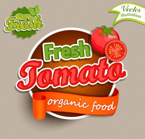 Frische Tomaten-Natur-Produktetiketten Vektor Tomaten Produkt Natur Frisch Etiketten   