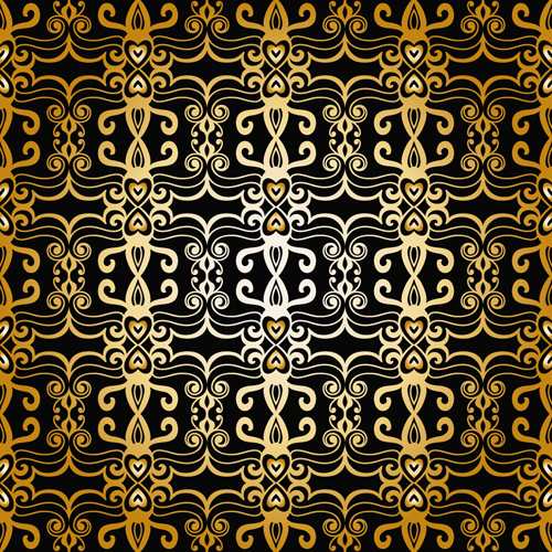 Gold-Ornamente Muster vector nahtlos 01 Ornamente nahtlos Muster gold   