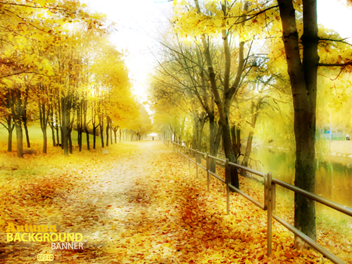 Or jaune automne nature paysage vecteur 05 paysage nature jaune Doré automne   