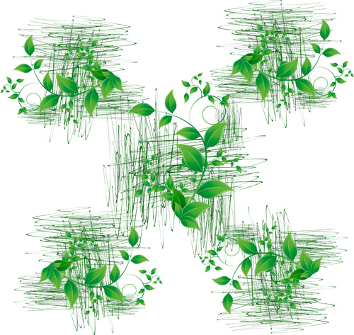 Feuilles vertes avec vecteur d’éléments de grunge sans soudure grunge feuilles vertes feuilles elements element congé   