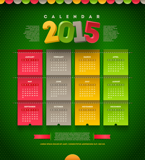 Grünes Muster mit farbigem Kalendervektor 2015 Muster grün farbig 2015   