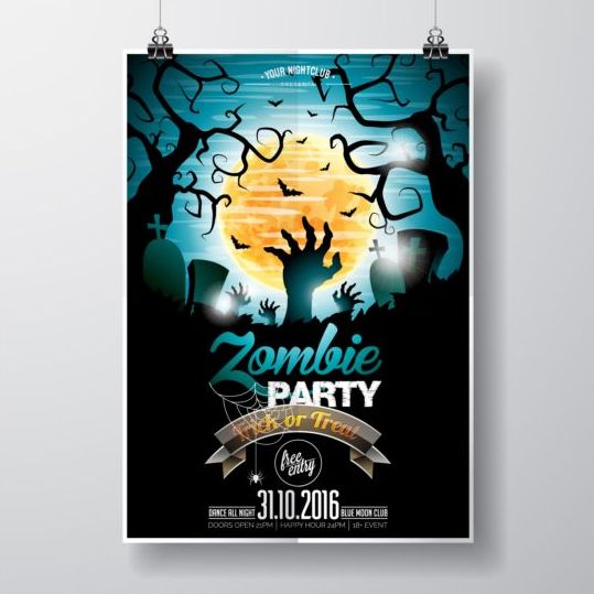 Halloween musique Party Flyer Design vecteurs 08 musique halloween flyer fête   