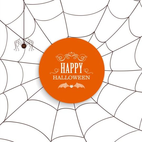 Glückliche Halloween-Karte mit Spinnennetz Vektor 05 Webs spider happy halloween card   