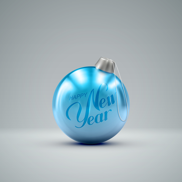 Bonne année avec le vecteur de boule de Noël bleu nouveau Noël heureux Boule Bleu année   