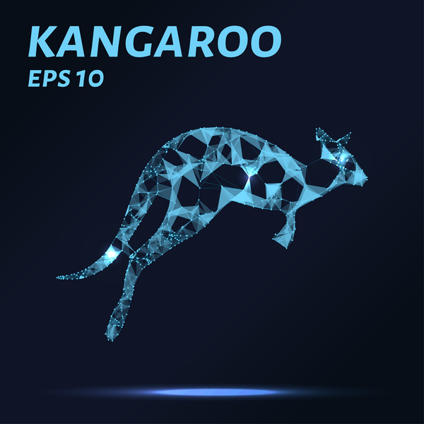 Kangourou avec des lignes de points vecteur 3D Points lignes kangourou   