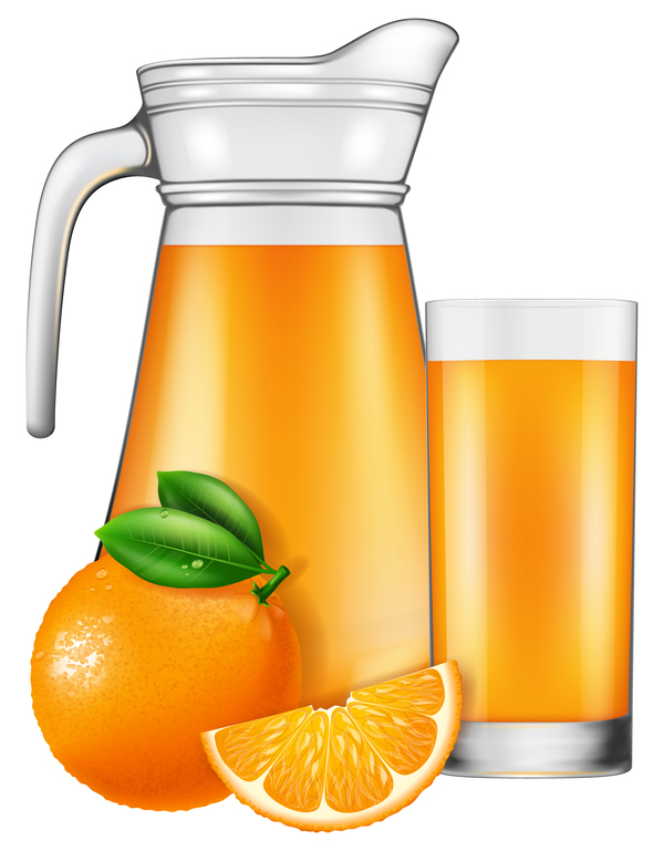 Orangensaft mit Glasbecher-Vektoren 01 Saft orange Glas cup   