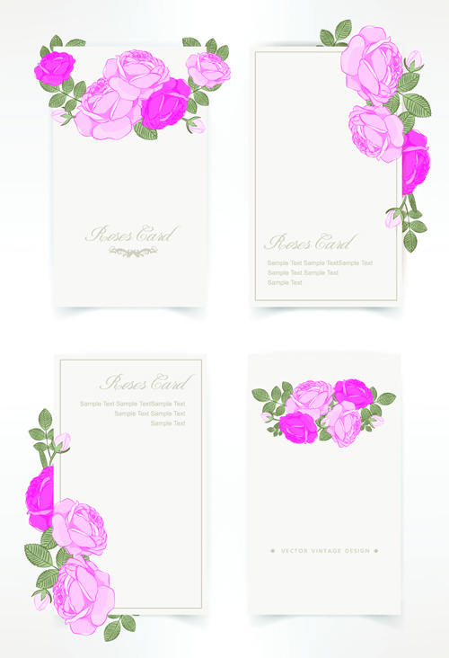 Rosa Rose mit Kartenvektordesign Grafik 03 rose pink Kartenvektor Karte   