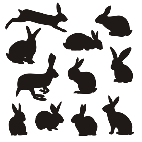 Kaninchen niedliche Silhouetten Vektoren Vektoren Silhouetten silhouette rabbit free design cute   