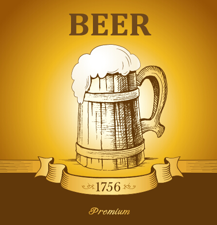 レトロなビール創造的なポスターベクトル01 レトロフォント ポスター ビール クリエイティブ   