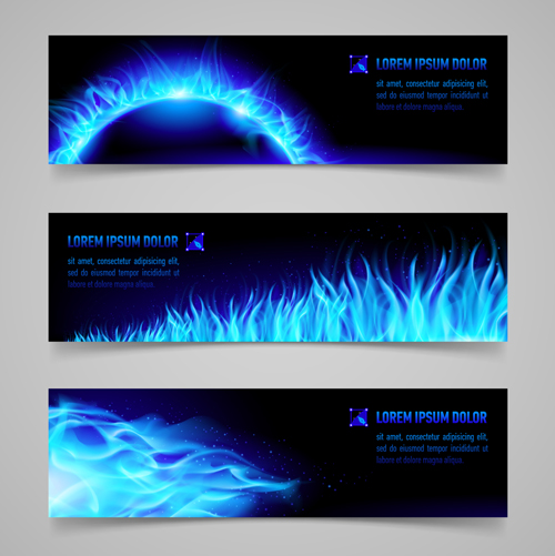 Glänzend blaue Elemente Banner Vektor-Set 02 shiny Elemente banner   