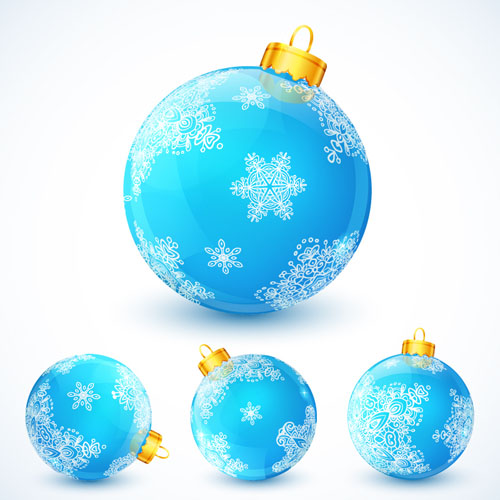 Schneeflockenmuster mit weihnachtlichem blauen Kugelvektor Weihnachten Schneeflocke Muster Blau   