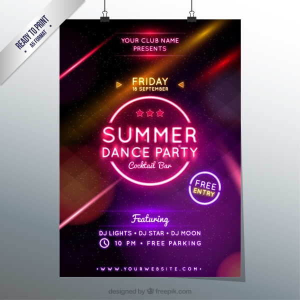 Sommertanzparty Plakat glänzenden Vektor summer shininy party   
