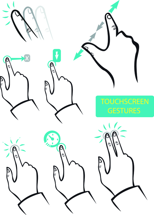 Vecteur ensemble de différents gestes graphiques 05 gestes geste different   