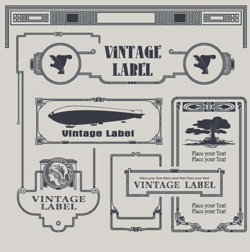 Vintage-Label und Grenzelemente Vektor 03 vintage label Grenze   