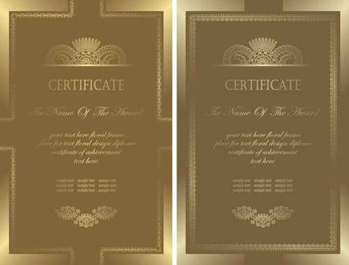 Modèle de certificats de luxe Vintage ensemble vecteur 08 vintage modèle luxe certificats   