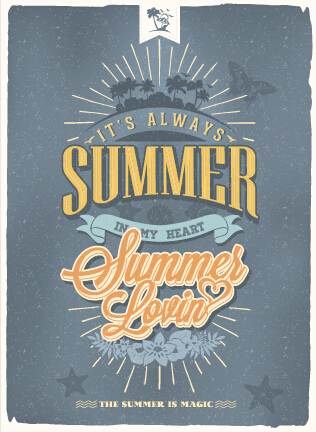Vintage-Plakat glücklicher Sommer-Design-Vektor 02 vintage summer poster happy   
