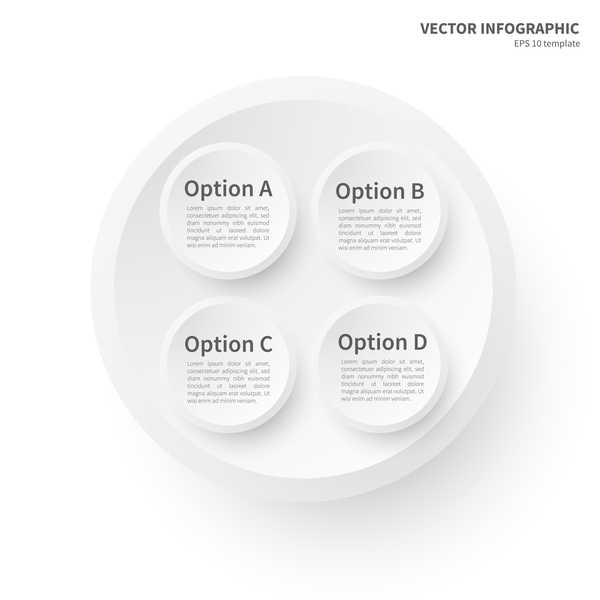 Weiße Infografie-Vorlage mit weißen Kreisen Vektor 06 weiß Kreise Infografik   