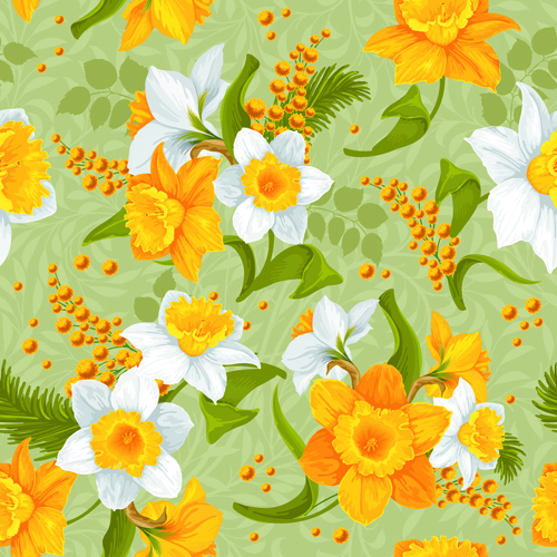 Fleurs blanches et jaunes vecteur seamless pattern 01 sans soudure motif jaune fleurs   